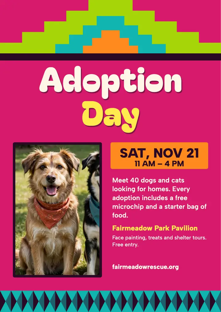 Fairmeadow adoption day flyer: pet adoption day flyer template