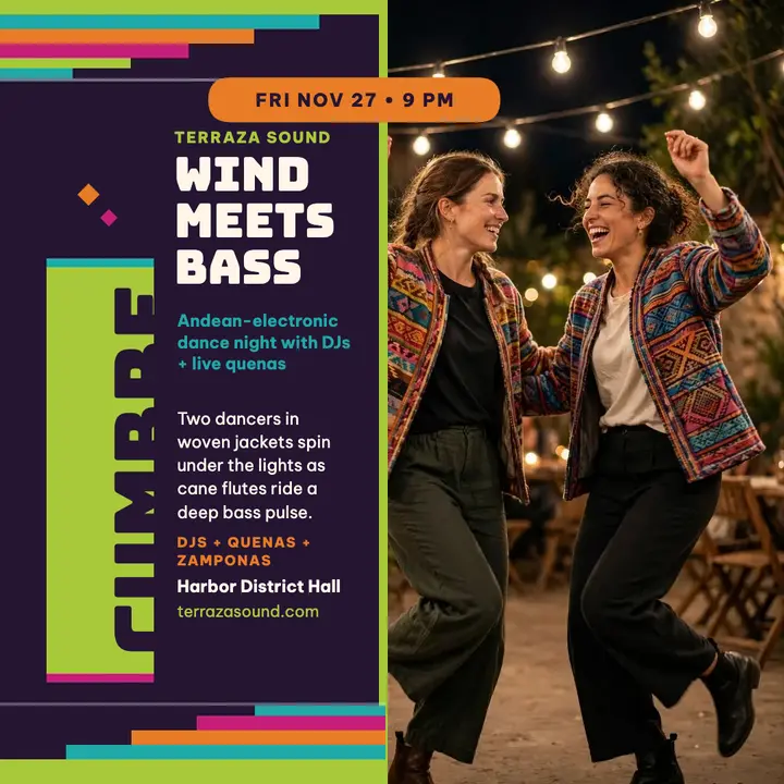 Terraza Sound Andean dance night square post: dance night post template