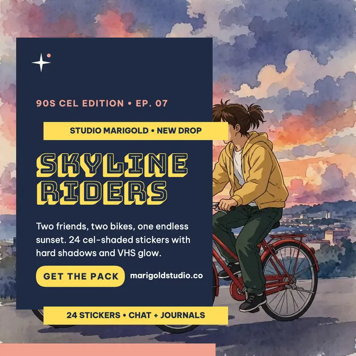 Skyline Riders anime sticker pack post template