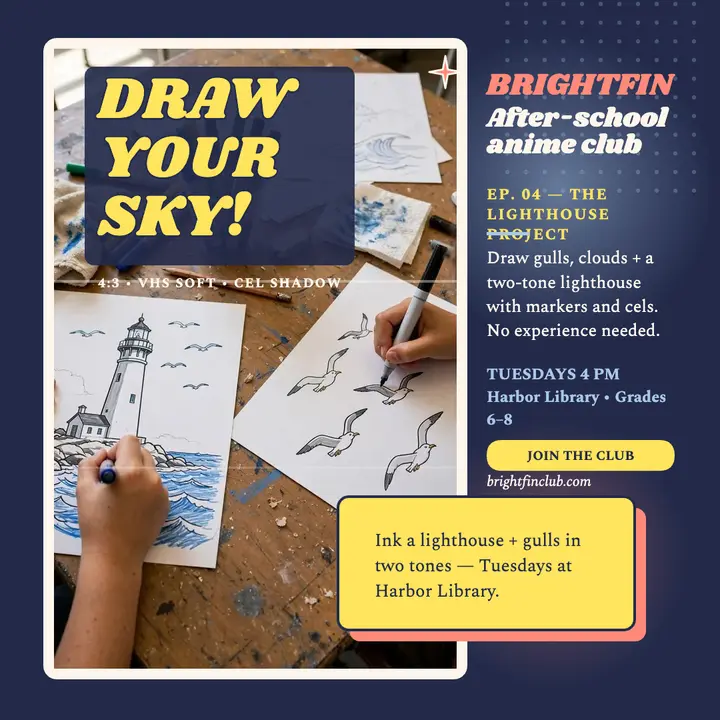 Brightfin anime drawing club post template