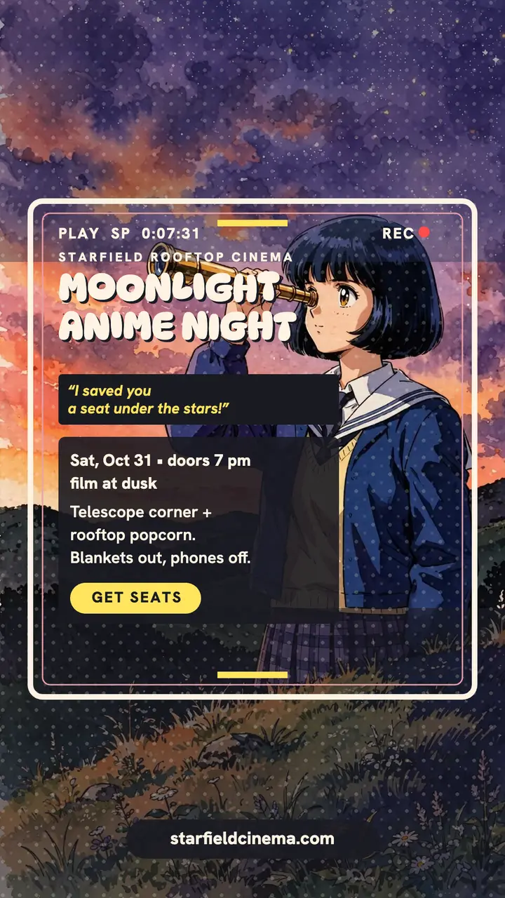 Starfield anime night under stars story template