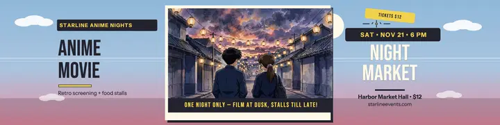 Starline Anime Nights movie market banner template
