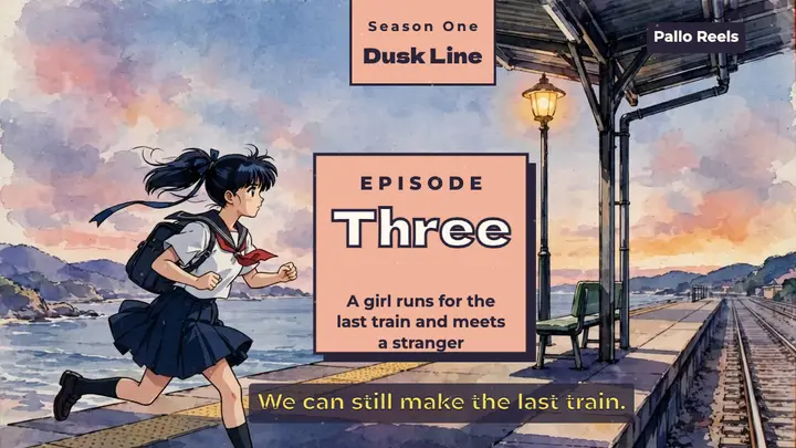 Anime short series episode thumbnail, 90s cel template