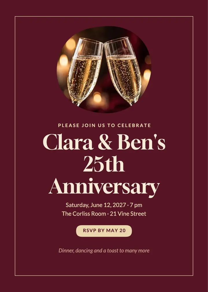 Anniversary dinner invitation template