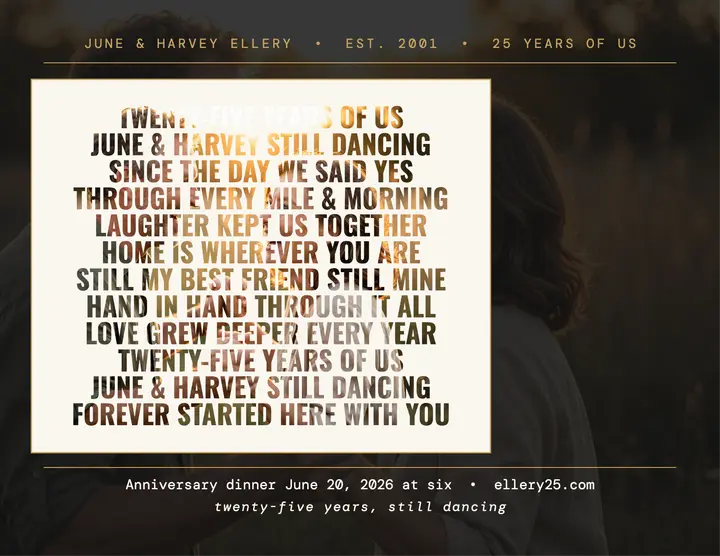 June and Harvey 25th anniversary letter flyer: 25th anniversary flyer template