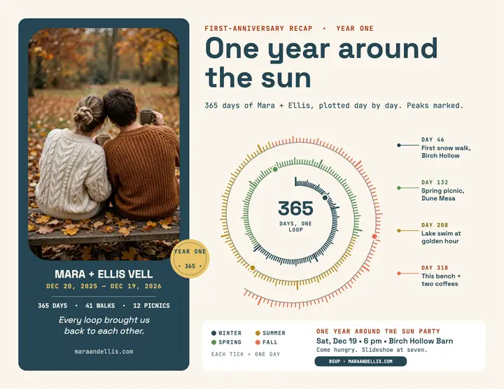 Mara and Ellis one year spiral flyer template
