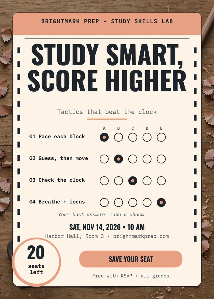 Answer sheet study skills invitation template