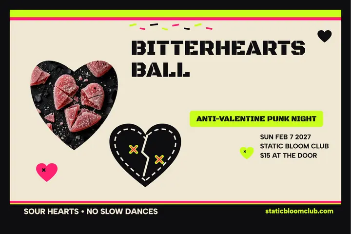 Bitterhearts Ball punk postcard, Static Bloom Club template