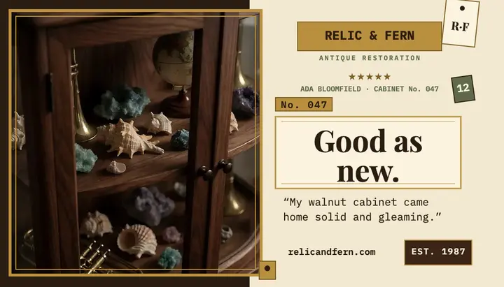 Relic and Fern antique review card: antique review card template