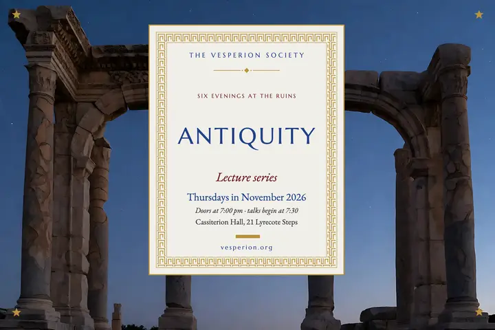 Antiquity evening lecture series postcard, mythcore template