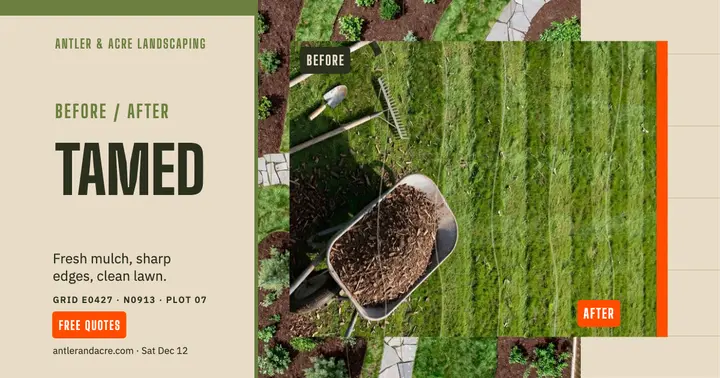 Antler and Acre yard before after post template