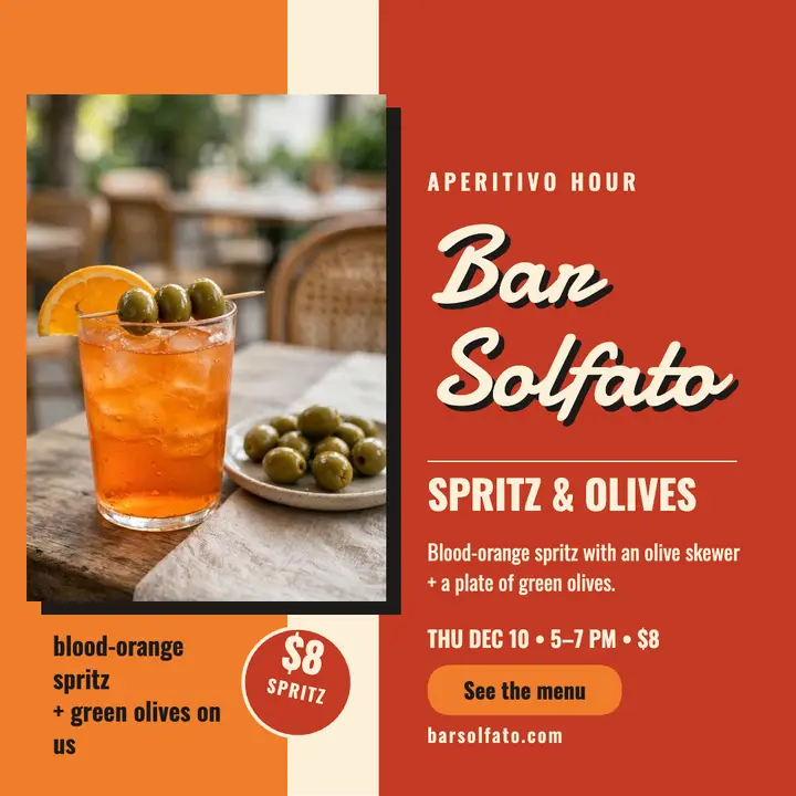 Bar Solfato aperitivo hour spritz post template