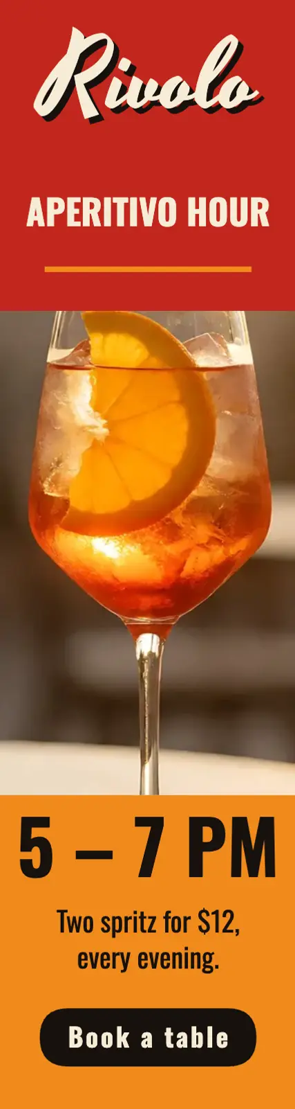 Rivolo aperitivo hour skyscraper ad: aperitivo bar skyscraper ad template