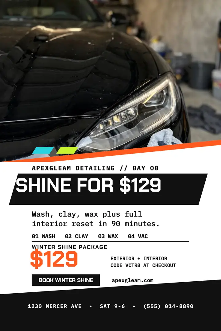 Apexgleam winter shine auto detail poster template