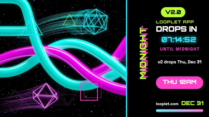 Looplet app midnight drop countdown thumbnail template