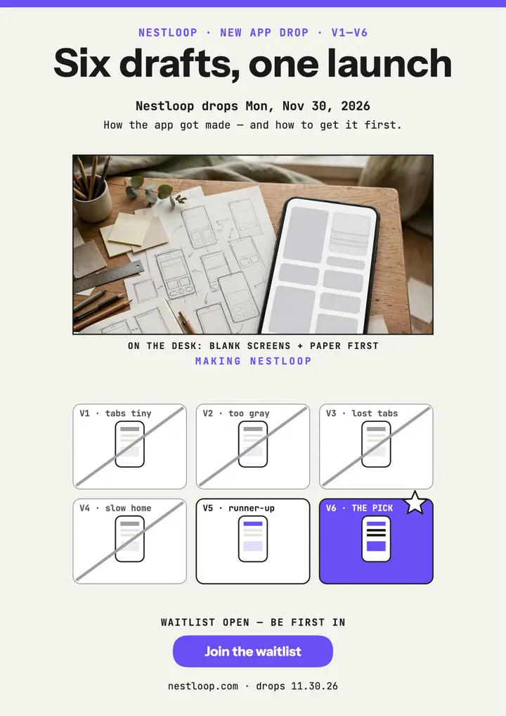 Nestloop app launch version grid flyer: app launch flyer template