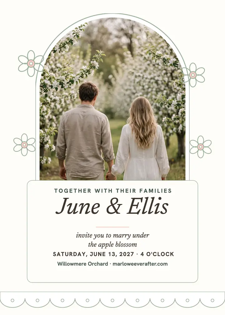 June and Ellis apple blossom invite template