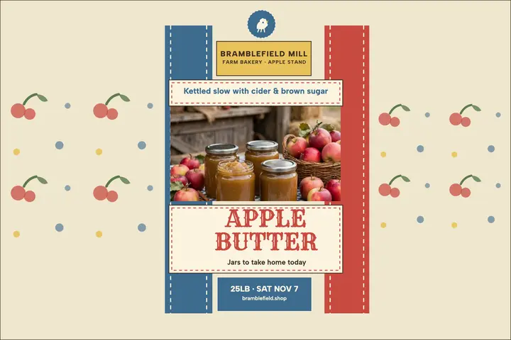 Bramblefield apple butter sack postcard template