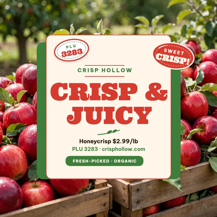 Crisp Hollow orchard apple sticker post template