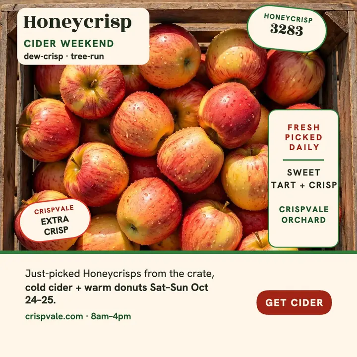 Crispvale Honeycrisp cider weekend post template