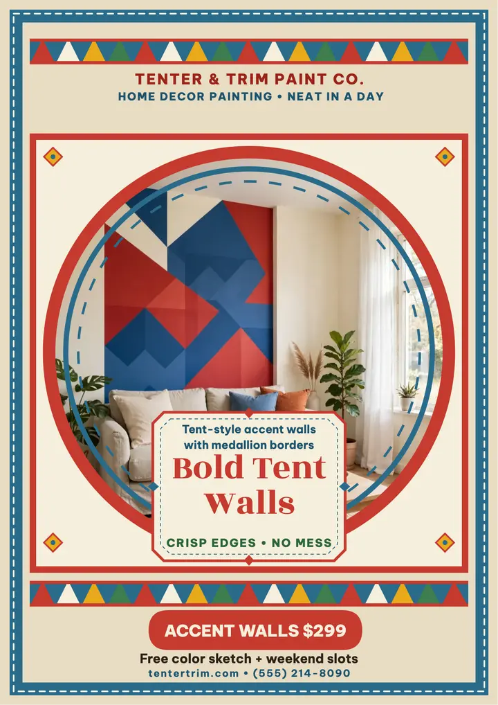Tenter and Trim tent accent wall flyer template