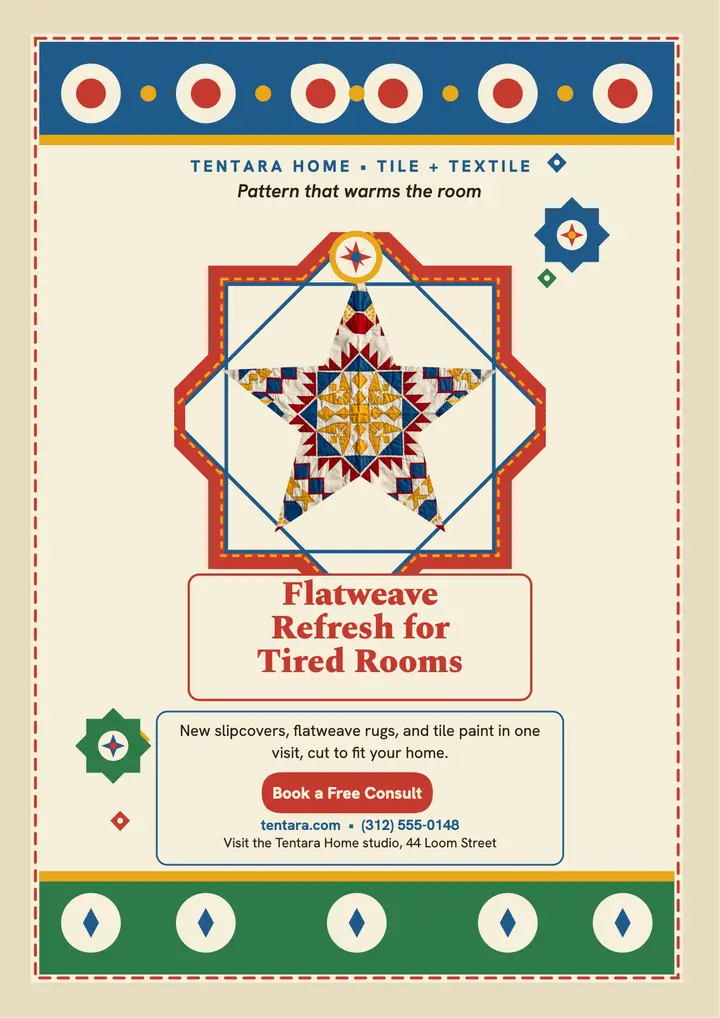 Tentara Home flatweave refresh flyer: home refresh flyer template