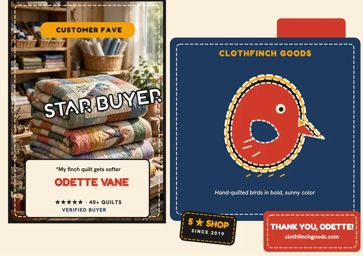 Clothfinch star buyer spotlight certificate: customer spotlight certificate template