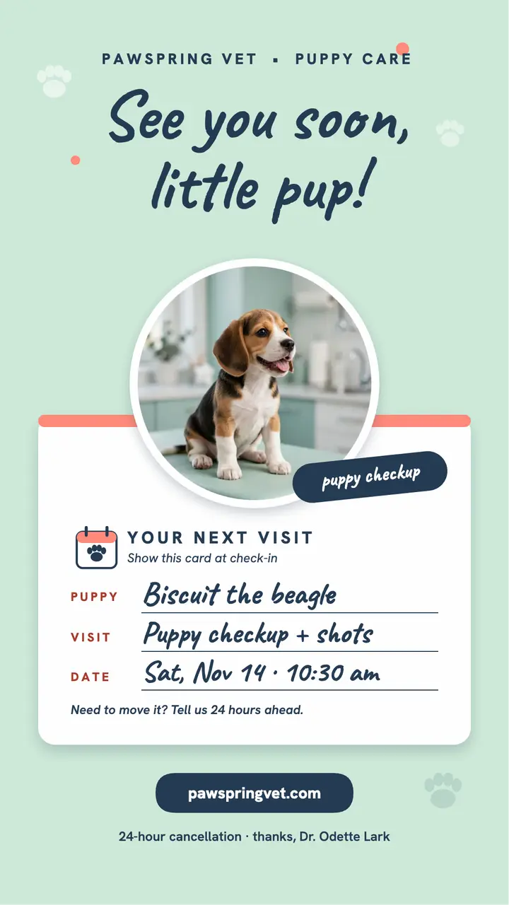 Pawspring puppy visit card story template