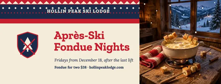 Hollin Peak après-ski fondue nights cover template