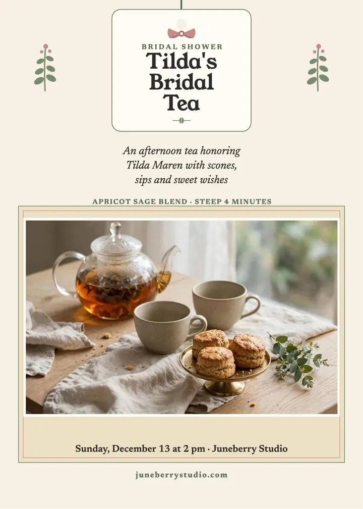 Tilda's bridal tea shower invitation template