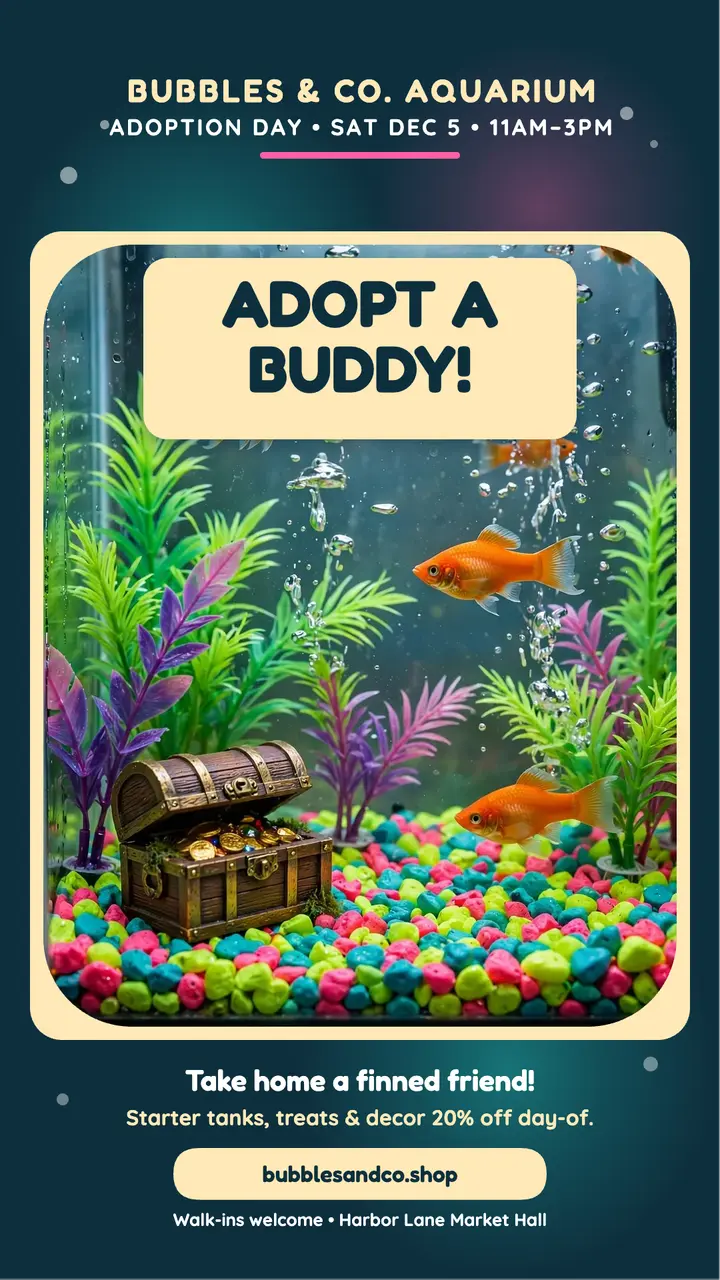Bubbles and Co fish adoption day story template