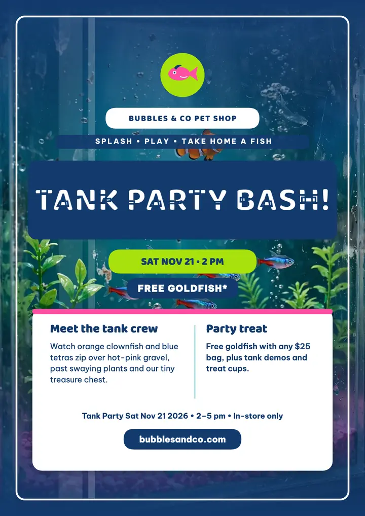 Bubbles and Co tank party flyer template