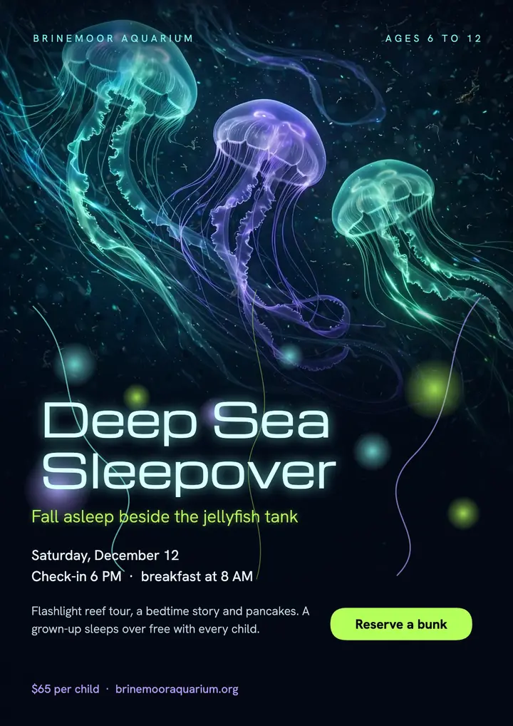 Brinemoor deep sea sleepover flyer template