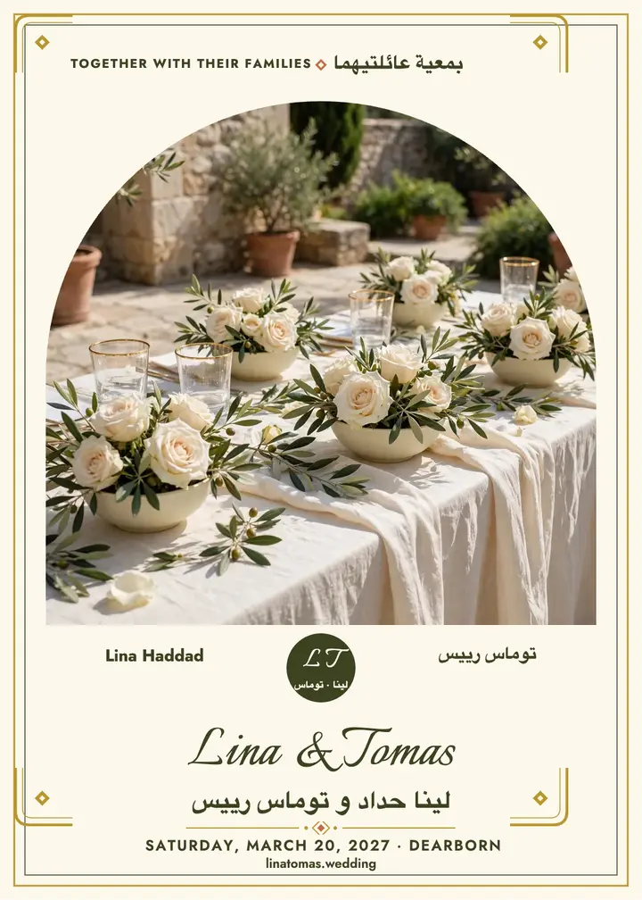 Lina and Tomas bilingual invitation template