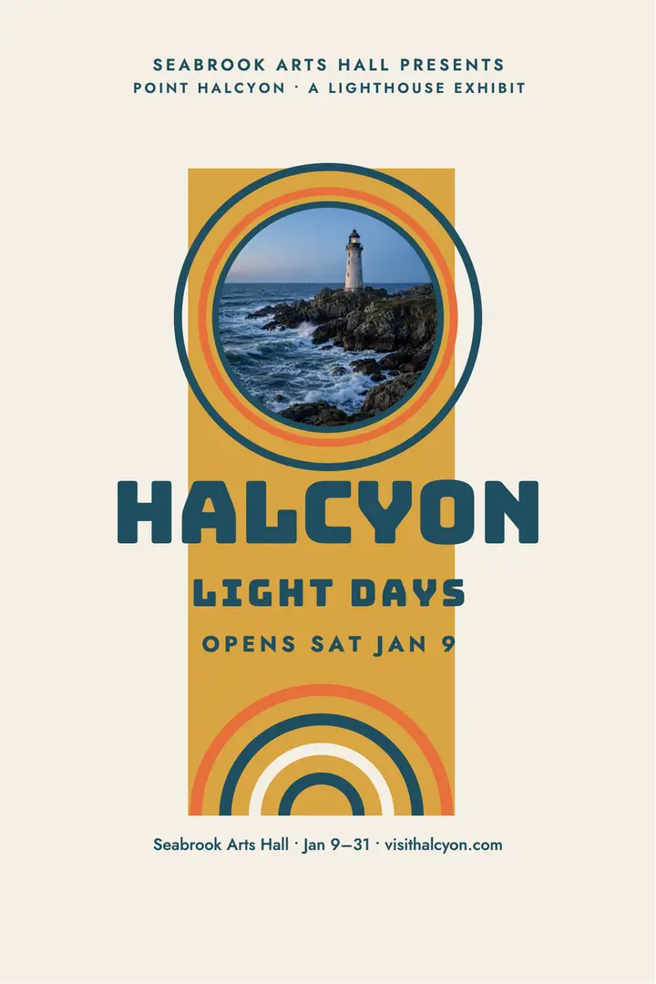 Halcyon lighthouse exhibit poster template