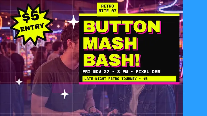 Button Mash Bash gaming thumbnail template