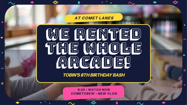 Tobin arcade birthday party thumbnail template