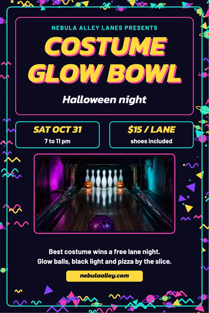 Nebula Alley costume glow bowl poster template