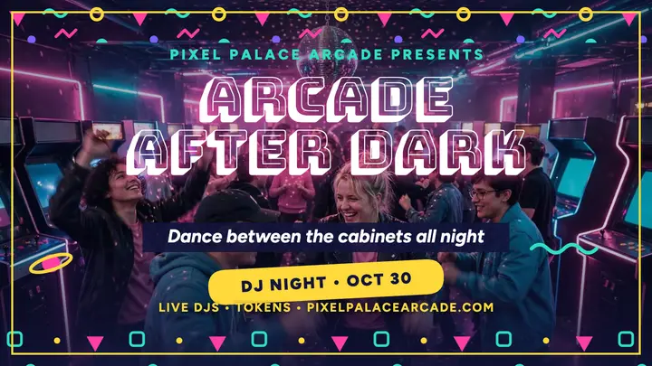 Pixel Palace arcade DJ night thumbnail template