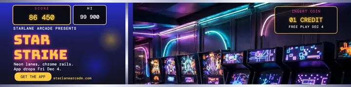 Starlane arcade game launch banner template