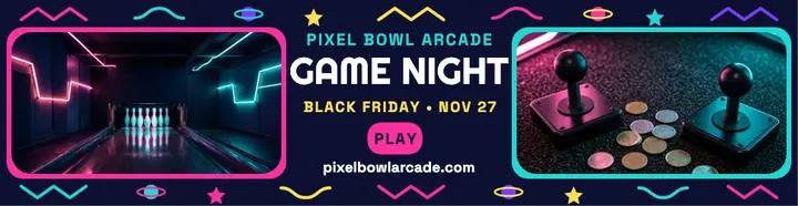Pixel Bowl Arcade game night billboard template