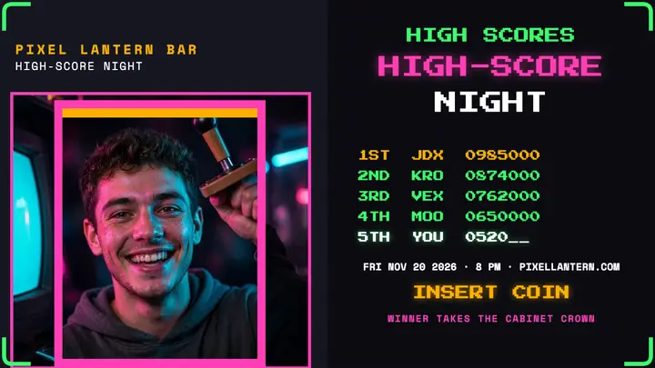 Pixel Lantern high-score night thumbnail template