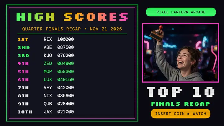 Pixel Lantern Arcade top 10 finals thumbnail template