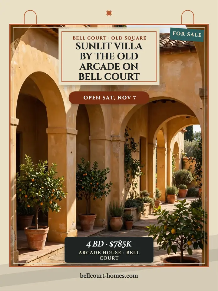 Arcade House villa portrait, piazza template