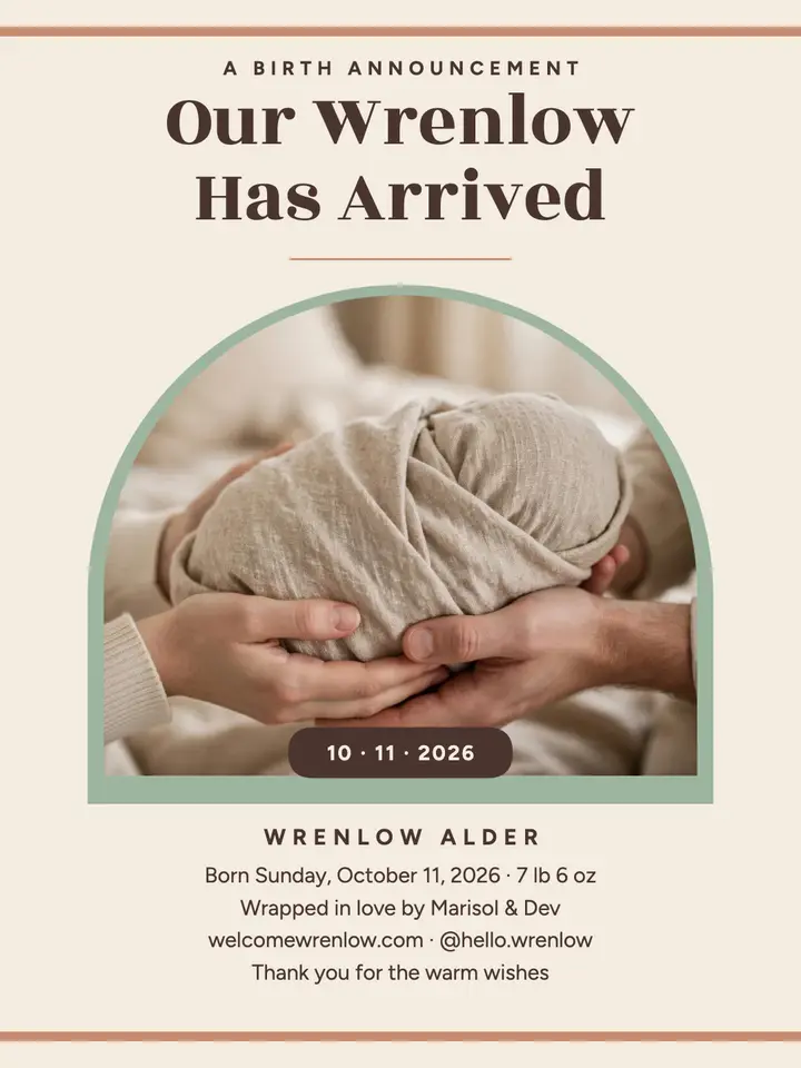 Wrenlow Alder birth announcement portrait template