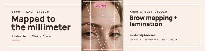 Arch and Glow brow mapping banner template