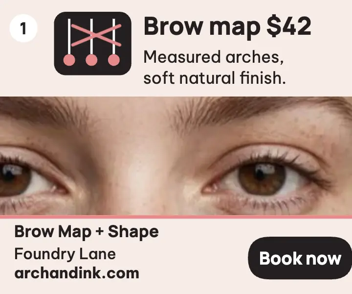 Arch and Ink brow map booking ad template