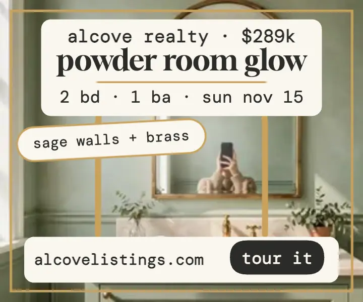 Arched powder room reveal ad template