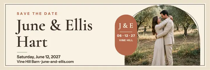 June and Ellis arched save the date header: save the date header template