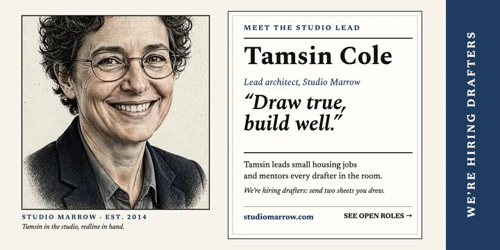 Studio Marrow meet the lead hiring card template